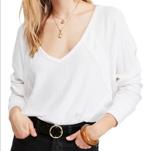 Free People (xs ) White Santa Clara Thermal Top